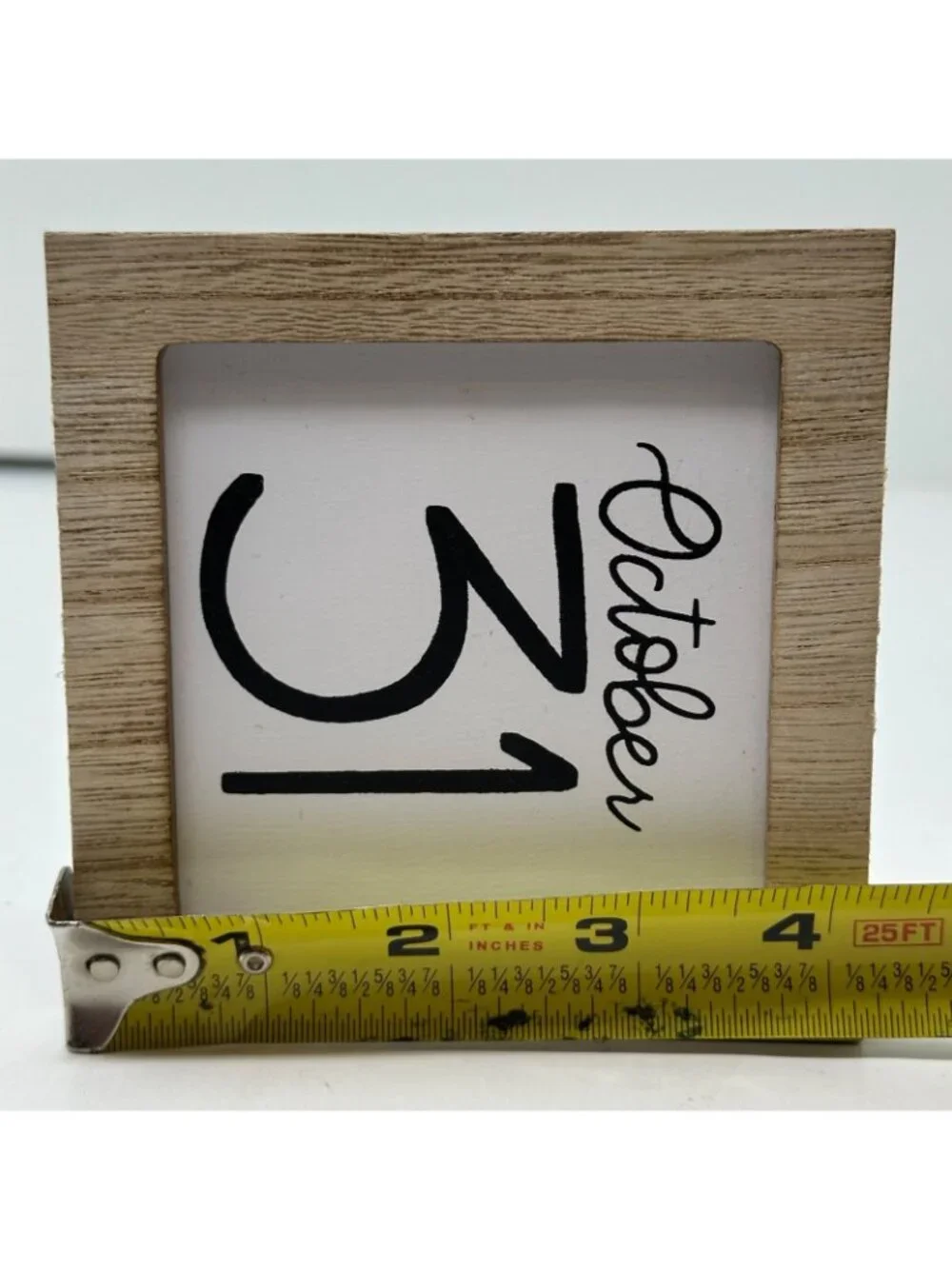 Halloween Mini Hanging October 31 Sign Wooden Frame Accent Rustic Black White